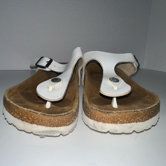 Birkenstock Gizeh Leather White Thong Sandals 37 6-6.5 Regular Width - Picture 2 of 6